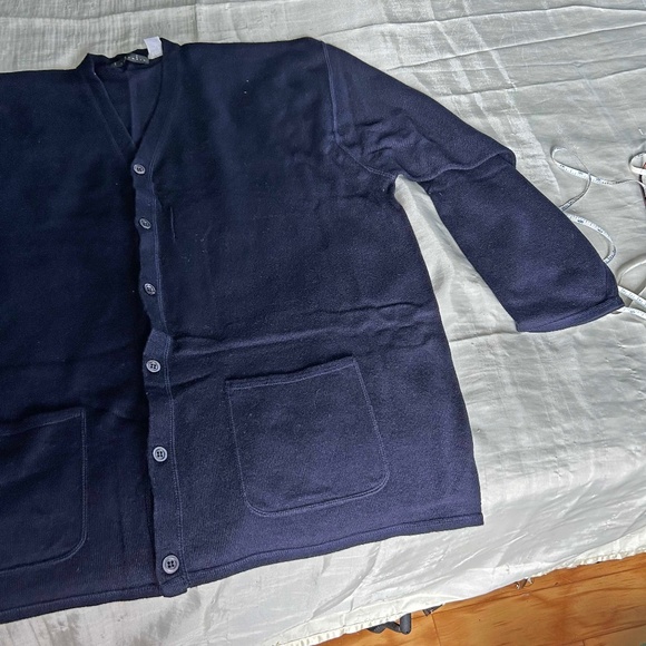 CARDIGAN, CASHMERE & SILK, SIZE XL, NAVY, V-NECK, NO COLLAR, HOLT RENFREW, - Picture 1 of 5